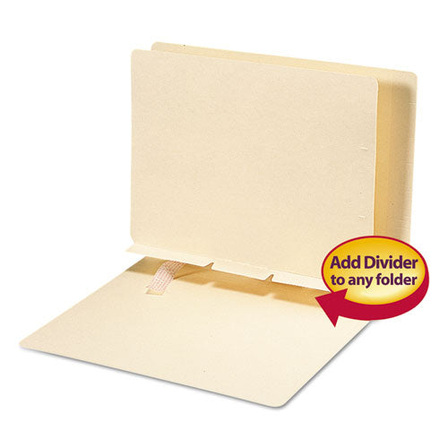 Self-Adhesive Folder Dividers for Top/End Tab Folders, Prepunched for Fasteners, 1 Fastener, Letter Size, Manila, 100/Box-(SMD68021)