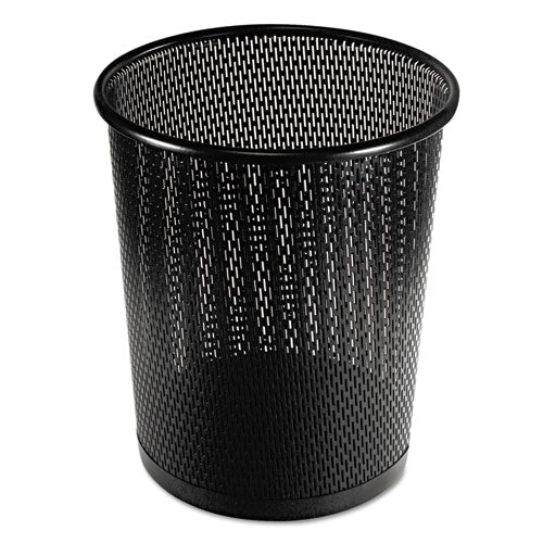 Urban Collection Punched Metal Wastebin, 20.24 oz, Perforated Steel, Black-(AOPART20017)