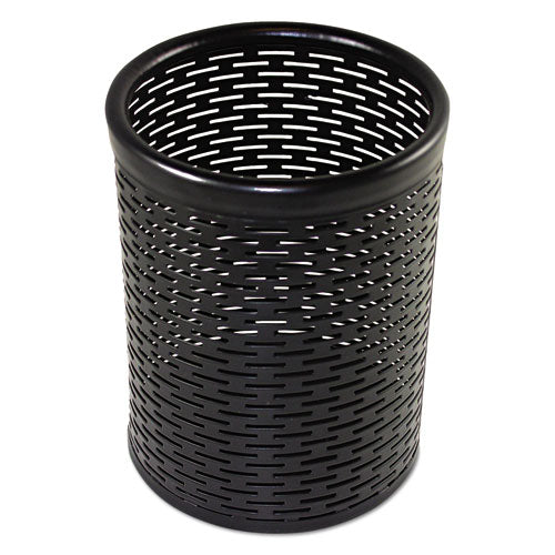 Urban Collection Punched Metal Pencil Cup, 3.5" Diameter x 4.5"h, Black-(AOPART20005)