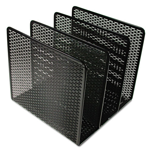 Urban Collection Punched Metal File Sorter, 3 Sections, Letter Size Files, 8" x 8" x 7.25", Black-(AOPART20009)