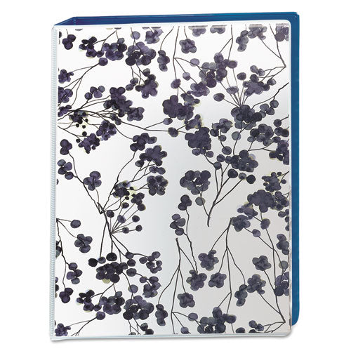 Durable Mini Size Non-View Fashion Binder with Round Rings, 3 Rings, 1" Capacity, 8.5 x 5.5, Floral/Navy-(AVE18444)