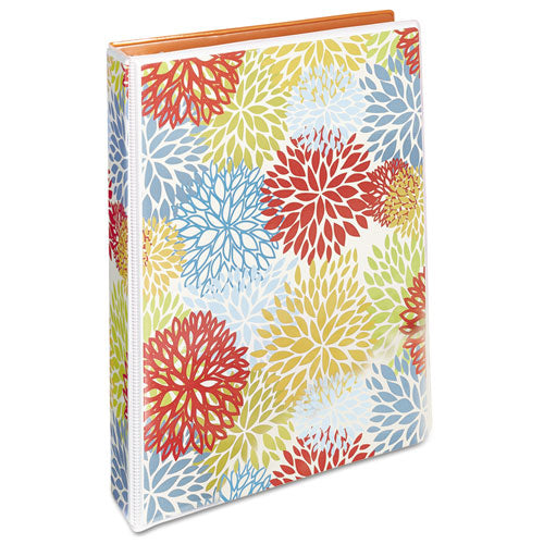 Durable Mini Size Non-View Fashion Binder with Round Rings, 3 Rings, 1" Capacity, 8.5 x 5.5, Bright Floral/Orange-(AVE18447)