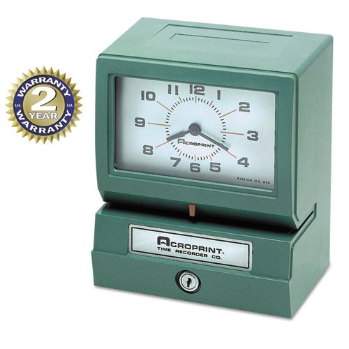 Model 150 Heavy-Duty Time Recorder, Automatic Operation, Month/Date/0-23 Hours/Minutes Imprint, Green-(ACP012070413)