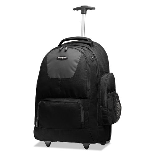 Rolling Backpack, Fits Devices Up to 15.6", Polyester, 14 x 8 x 21, Black/Charcoal-(SML178961053)