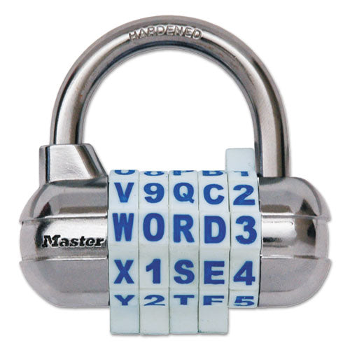 Password Plus Combination Lock, Hardened Steel Shackle, 2.5" Wide, Chrome/Assorted-(MLK1534D)