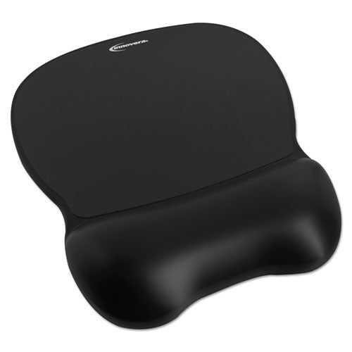 Gel Mouse Pad with Wrist Rest, 9.62 x 8.25, Black-(IVR51450)
