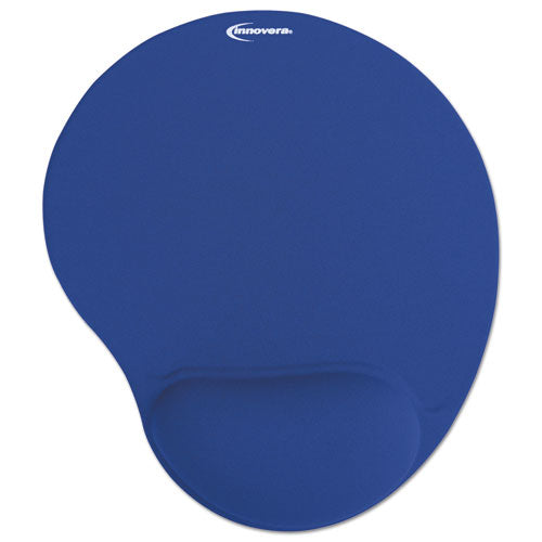Mouse Pad with Fabric-Covered Gel Wrist Rest, 10.37 x 8.87, Blue-(IVR50447)