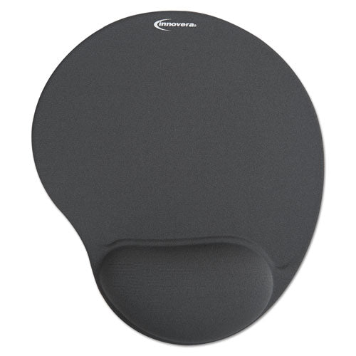 Mouse Pad with Fabric-Covered Gel Wrist Rest, 10.37 x 8.87, Gray-(IVR50449)