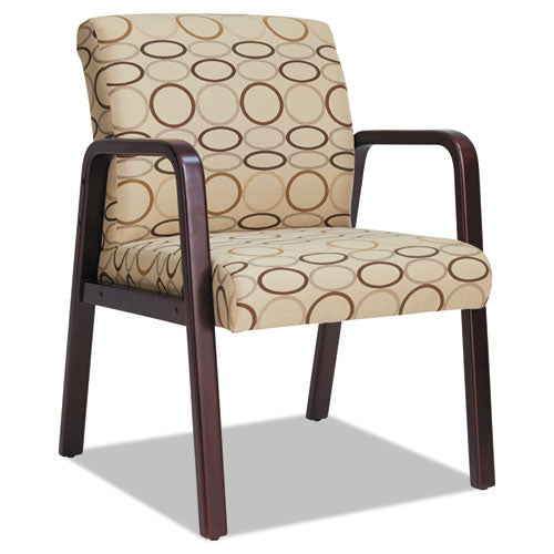 Alera Reception Lounge WL Series Guest Chair, 24.21" x 24.8" x 32.67", Tan Seat, Tan Back, Mahogany Base-(ALERL4351M)