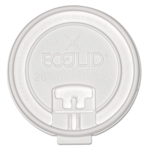 25% Recycled Content Dual-Temp Lock Tab Lid with Straw Slot, Clear, Fits 10 oz to 20 oz Cups, 50/Pack, 12 Packs/Carton-(ECOEPHCLDTRCT)