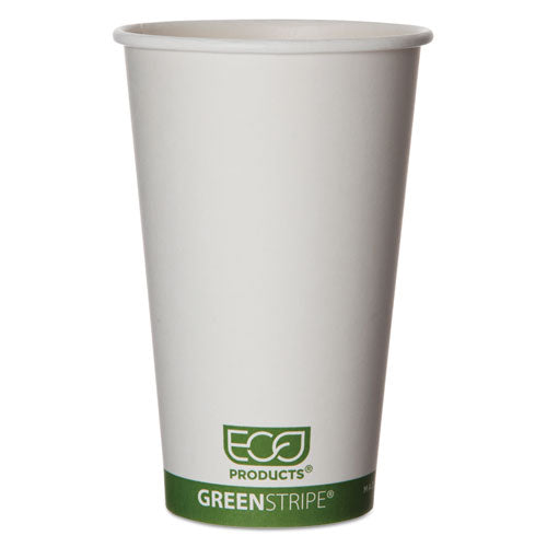 GreenStripe Renewable and Compostable Hot Cups, 16 oz,  50/Pack, 20 Packs/Carton-(ECOEPBHC16GS)