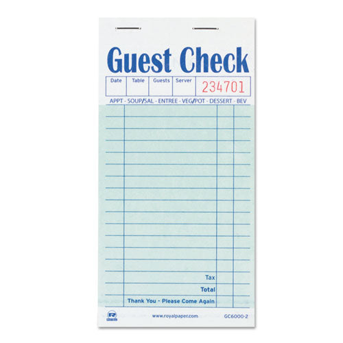 Guest Check Pad, 17 Lines, Two-Part Carbon, 3.5 x 6.7, 50 Forms/Pad, 50 Pads/Carton-(RPPGC60002)