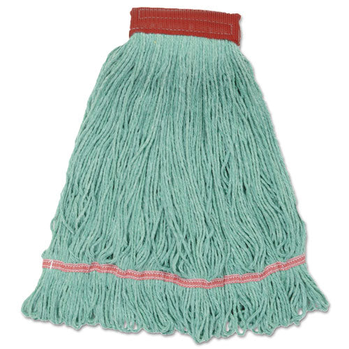 Wideband Looped-End Mop Heads, Large, Green, 12/Carton-(BWKLM30314L)