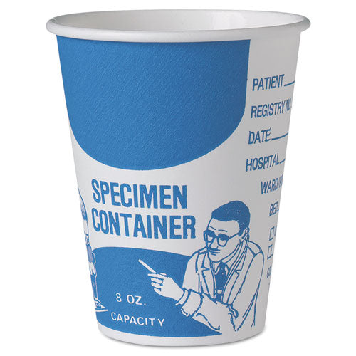 Paper Specimen Cups, 8 oz, Blue/White, 50/Sleeve, 20 Sleeves/Carton-(SCCSC378)