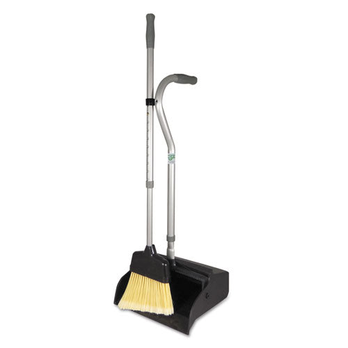 Telescopic Ergo Dust Pan with Broom, 12w x 45h, Metal, Gray/Silver-(UNGEDTBG)