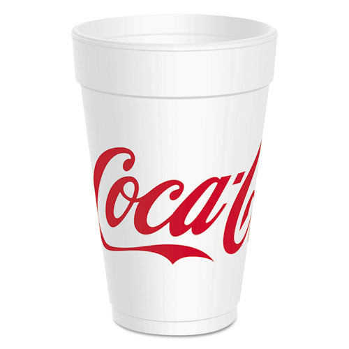 Coca-Cola Foam Cups, 16 oz, White/Red, 25/Bag, 40 Bags/Carton-(DCC16J16C)