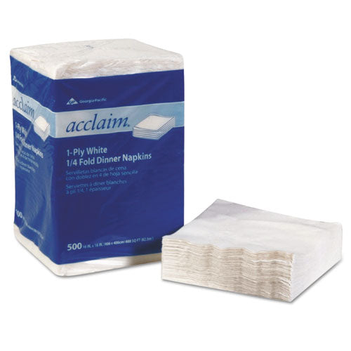 Acclaim 1/4 Fold Paper Dinner Napkins, White, 1-Ply, 16"x16", 500/PK, 8 PK/CT-(GPC36202)