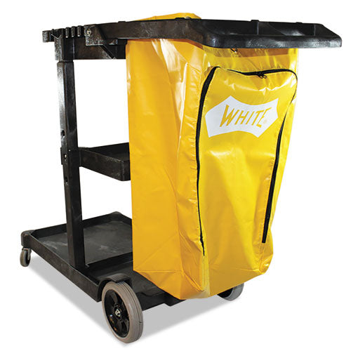 Janitorial Cart, Plastic, 3 Shelves, 1 Bin, 20.5" x 48" x 38", Yellow-(IMP6850)