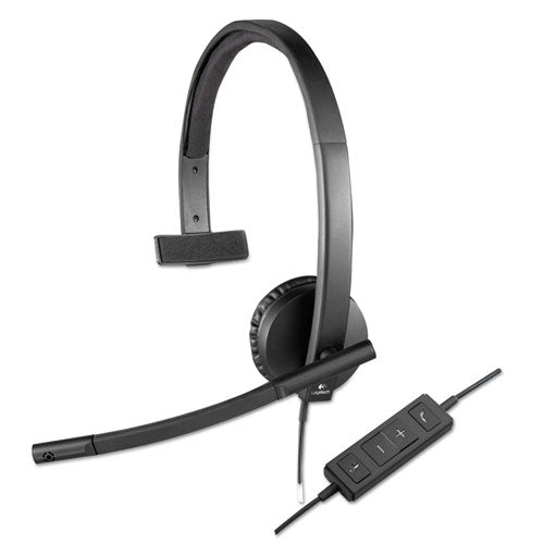 H570e Monaural Over The Head Wired Headset, Black-(LOG981000570)