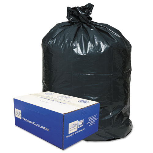 Linear Low-Density Can Liners, 45 gal, 0.63 mil, 40" x 46", Black, 25 Bags/Roll, 10 Rolls/Carton-(WBI404616B)