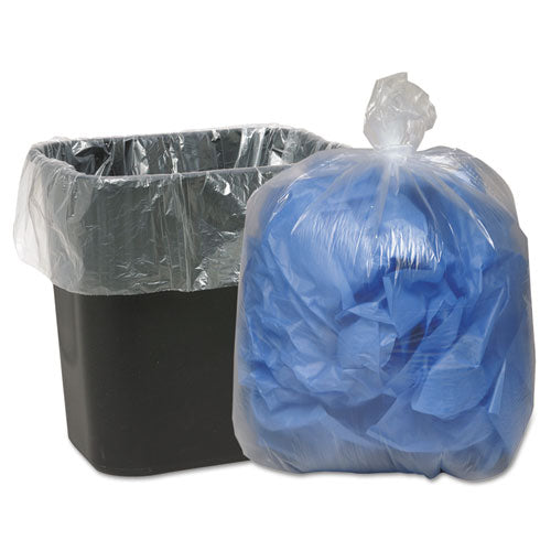 Linear Low-Density Can Liners, 16 gal, 0.6 mil, 24" x 33", Clear, 25 Bags/Roll, 20 Rolls/Carton-(WBI243115C)
