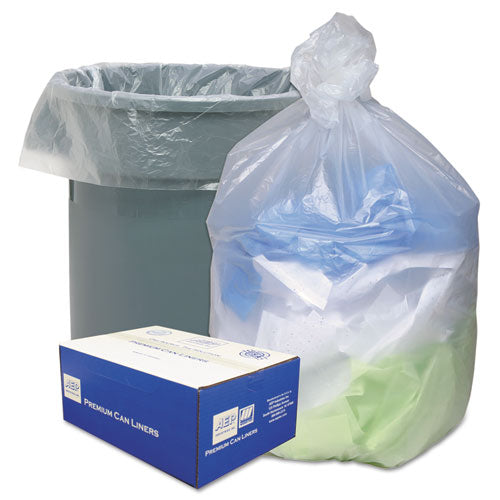 Can Liners, 45 gal, 12 microns, 40" x 48", Natural, 25 Bags/Roll, 10 Rolls/Carton-(WBIHD404812N)