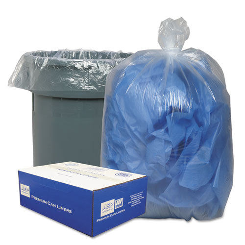 Linear Low-Density Can Liners, 45 gal, 0.63 mil, 40" x 46", Clear, 25 Bags/Roll, 10 Rolls/Carton-(WBI404616C)