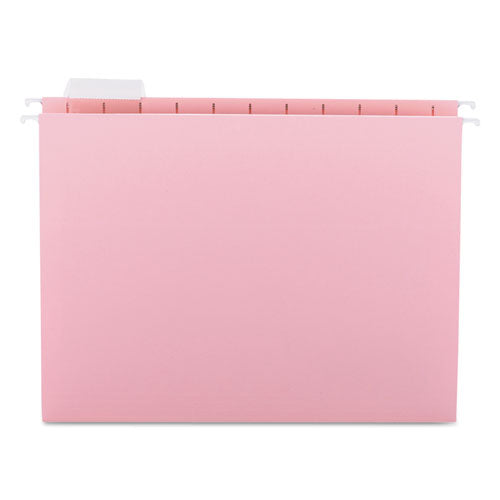 Colored Hanging File Folders with 1/5 Cut Tabs, Letter Size, 1/5-Cut Tabs, Pink, 25/Box-(SMD64066)