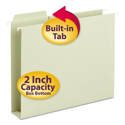 FasTab Box Bottom Hanging Folders, Letter Size, 1/3-Cut Tabs, Moss, 20/Box-(SMD64201)