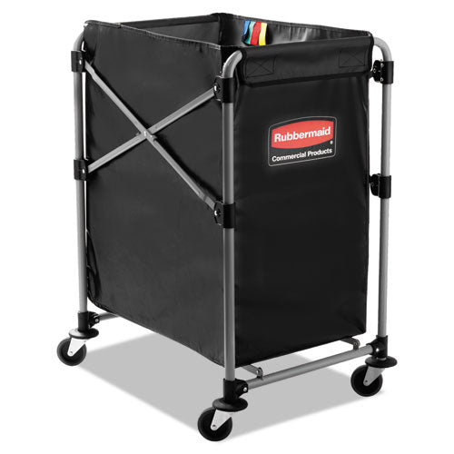 One-Compartment Collapsible X-Cart, Synthetic Fabric, 4.98 cu ft Bin, 20.33" x 24.1" x 34", Black/Silver-(RCP1881749)