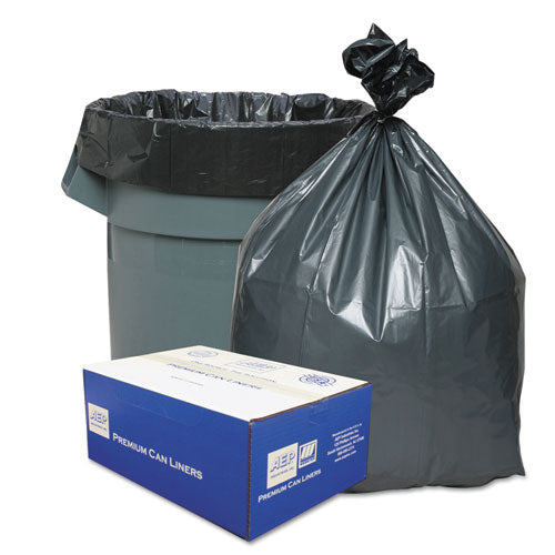 Can Liners, 60 gal, 1.55 mil, 39" x 56", Gray, 10 Bags/Roll, 5 Rolls/Carton-(WBIPLA6070)
