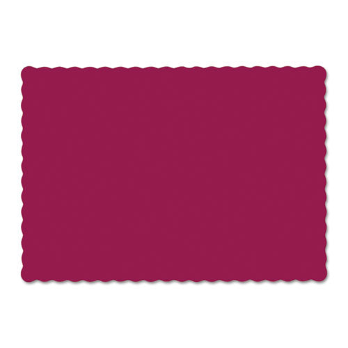 Solid Color Scalloped Edge Placemats, 9.5 x 13.5, Burgundy, 1,000/Carton-(HFM310524)