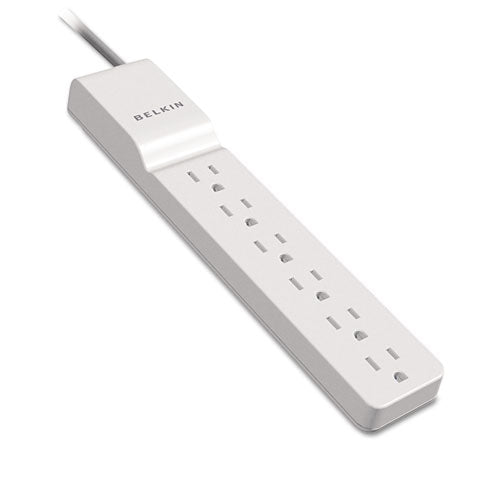 Home/Office Surge Protector with Rotating Plug, 6 AC Outlets, 8 ft Cord, 720 J, White-(BLKBE10600008R)