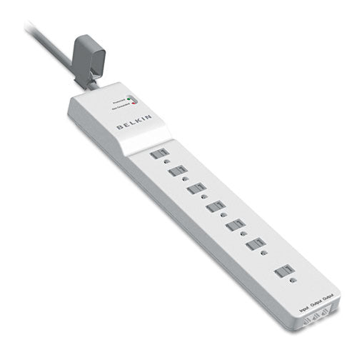 Home/Office Surge Protector, 7 AC Outlets, 12 ft Cord, 2,160 J, White-(BLKBE10720012)