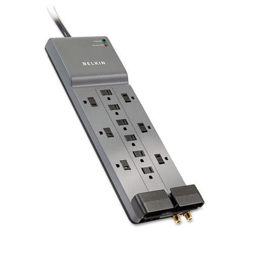 Professional Series SurgeMaster Surge Protector, 12 AC Outlets, 8 ft Cord, 3,780 J, Dark Gray-(BLKBE11223008)