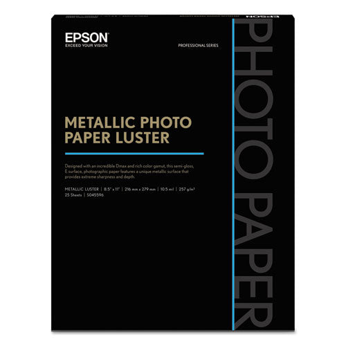 Professional Media Metallic Luster Photo Paper, 10.5 mil, 8.5 x 11, White, 25/Pack-(EPSS045596)