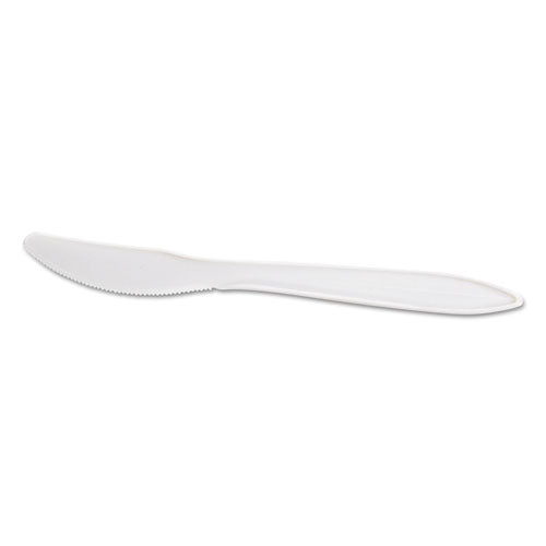 Wrapped Cutlery, 6.25" Knife, Mediumweight, Polypropylene, White, 1,000/Carton-(GENMWKIW)