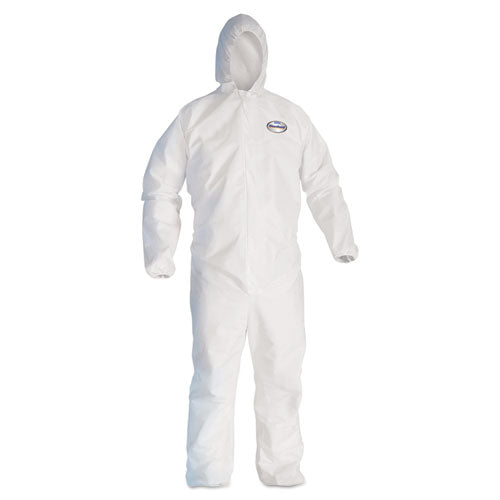 A30 Elastic Back and Cuff Hooded Coveralls, Large, White, 25/Carton-(KCC46113)