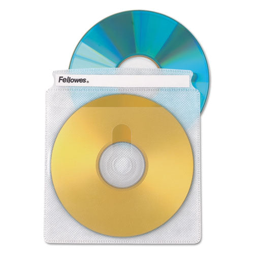 Double-Sided CD/DVD Sleeves, 2 Disc Capacity, Clear, 50/Pack-(FEL90659)