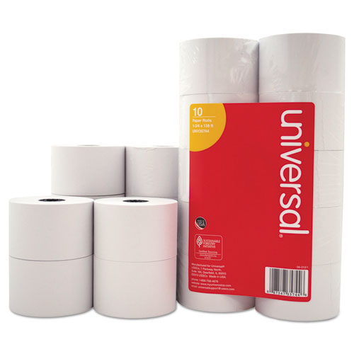 Impact and Inkjet Print Bond Paper Rolls, 0.5" Core, 1.75" x 138 ft, White, 10/Pack-(UNV35744)