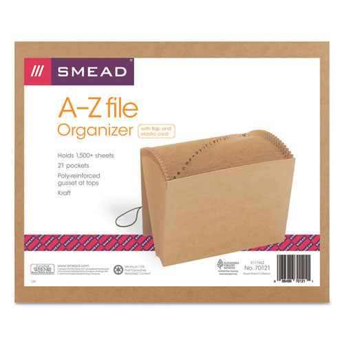 Indexed Expanding Kraft Files, 21 Sections, Elastic Cord Closure, 1/21-Cut Tabs, Letter Size, Kraft-(SMD70121)