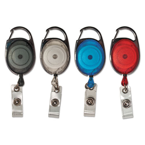 Carabiner-Style Retractable ID Card Reel, 30" Extension, Assorted Colors, 20/Pack-(AVT75552)