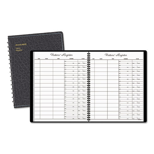 Visitor Register Book, Black Cover, 10.88 x 8.38 Sheets, 60 Sheets/Book-(AAG8058005)