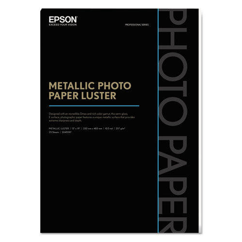 Professional Media Metallic Luster Photo Paper, 5.5 mil, 13 x 19, White, 25/Pack-(EPSS045597)
