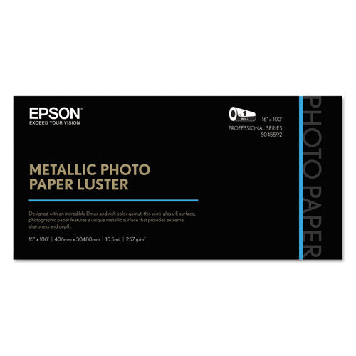 Professional Media Metallic Photo Paper, 10.5 mil, 16" x 100 ft, Luster White-(EPSS045592)