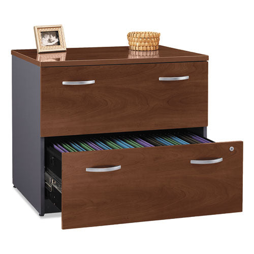 Series C Lateral File, 2 Legal/Letter/A4/A5-Size File Drawers, Hansen Cherry/Graphite Gray, 35.75" x 23.38" x 29.88"-(BSHWC24454ASU)