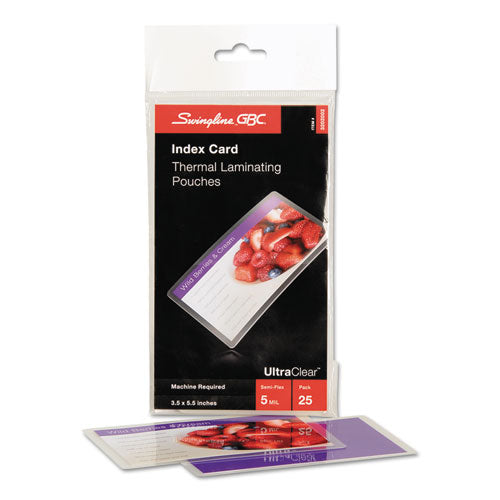 UltraClear Thermal Laminating Pouches, 5 mil, 5.5" x 3.5", Gloss Clear, 25/Pack-(GBC3202002)