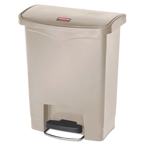 Streamline Resin Step-On Container, Front Step Style, 8 gal, Polyethylene, Beige-(RCP1883456)