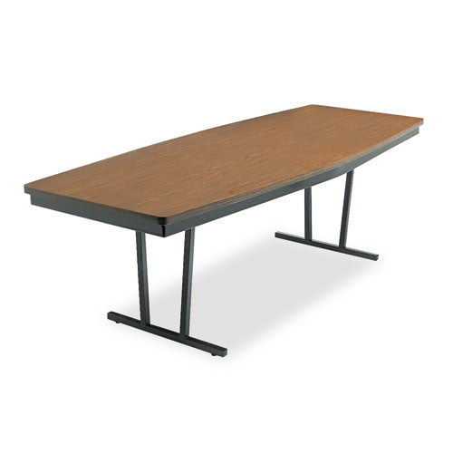 Economy Conference Folding Table, Boat, 96w x 36d x 30h, Walnut/Black-(BRKECT368WA)