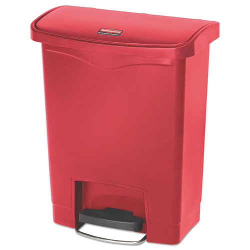 Streamline Resin Step-On Container, Front Step Style, 8 gal, Polyethylene, Red-(RCP1883564)